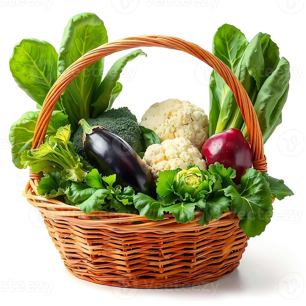 Fresh Vegetable Basket A Collection of Healthy Produce photo