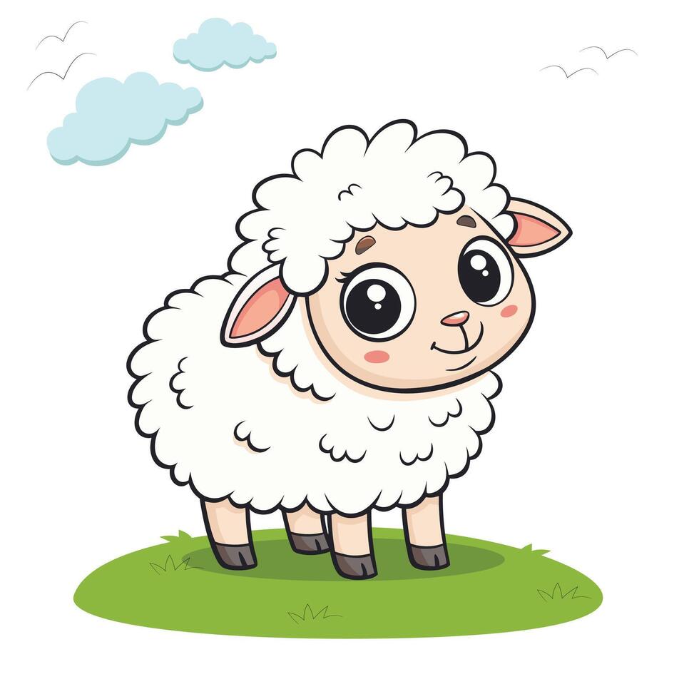 Cute Sheep illustration for Children Book and Nursery vector