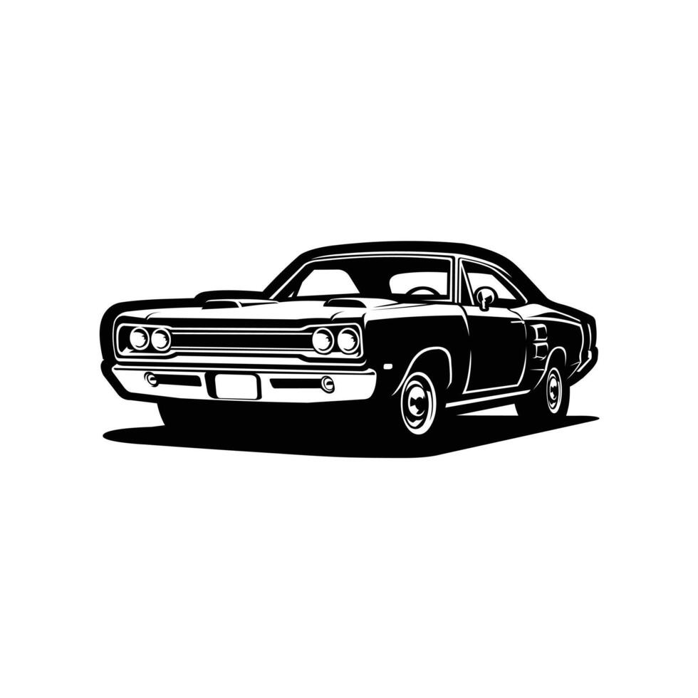 Classic Retro American Muscle Car Monochrome Isolated vector