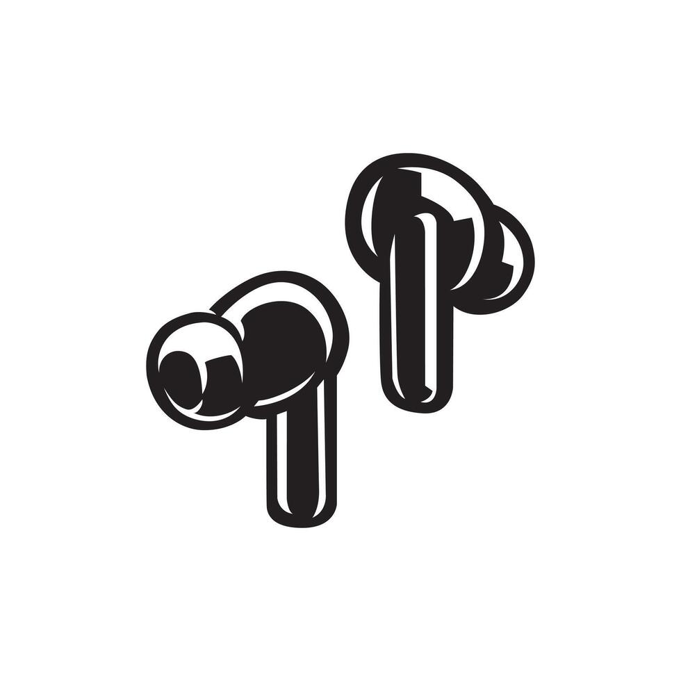 Wireless Bluetooth Earphone Monochrome Icon Isolated vector