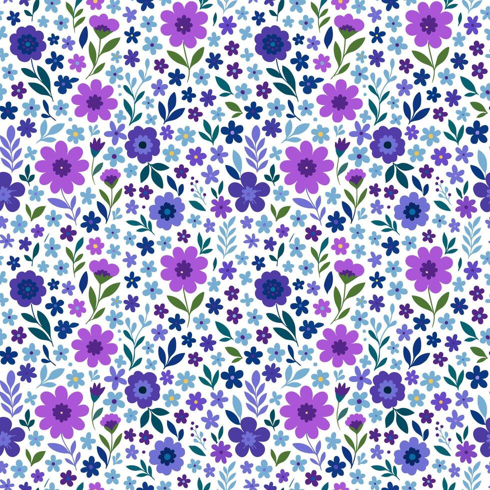a purple and blue floral pattern vector