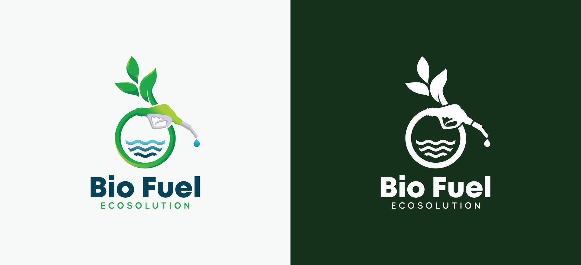 logo design of bio fuel with natural green leaf and nozzle forming a circle vector