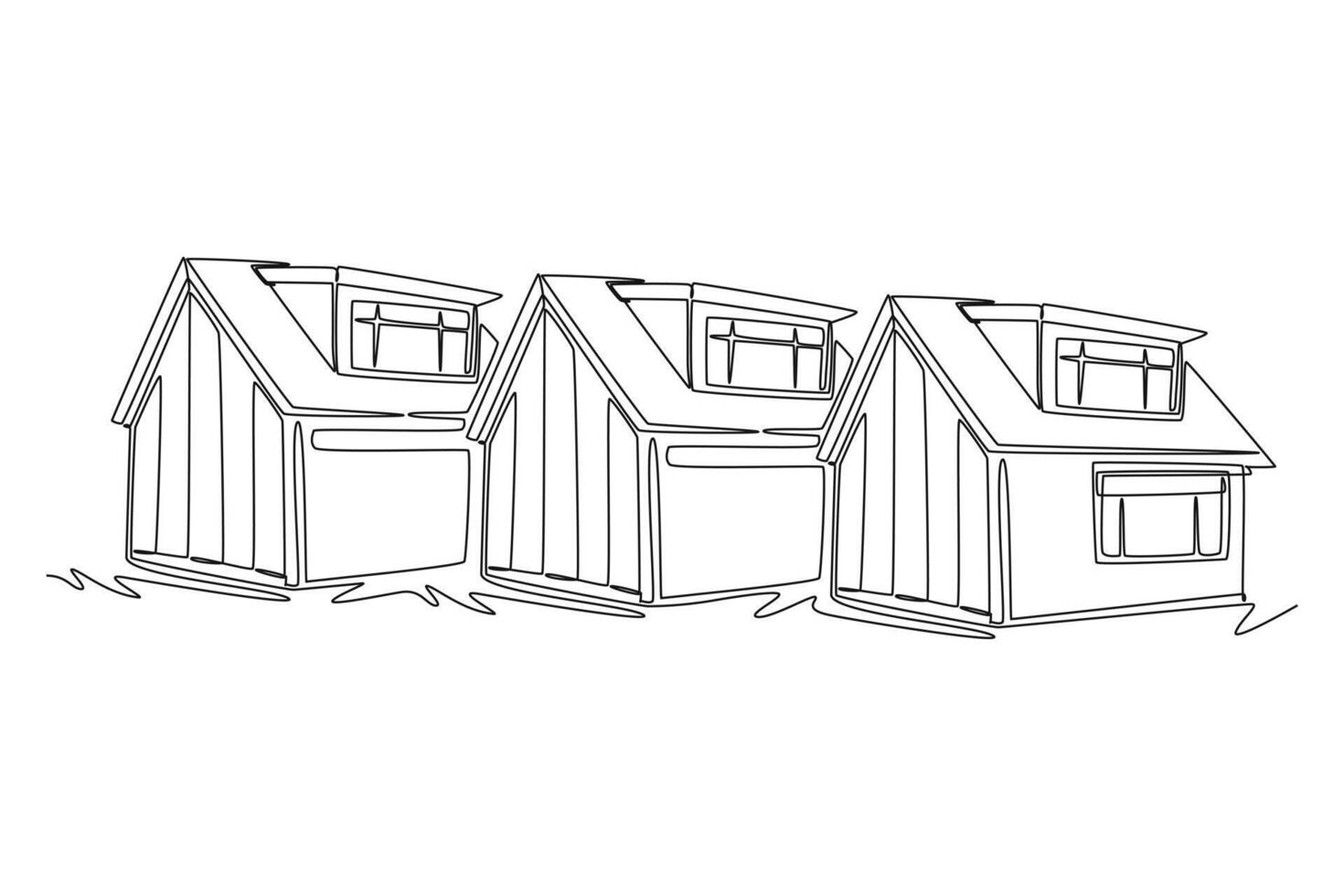Residential Area. Real Estate concept. Single line draw design. graphic illustration vector