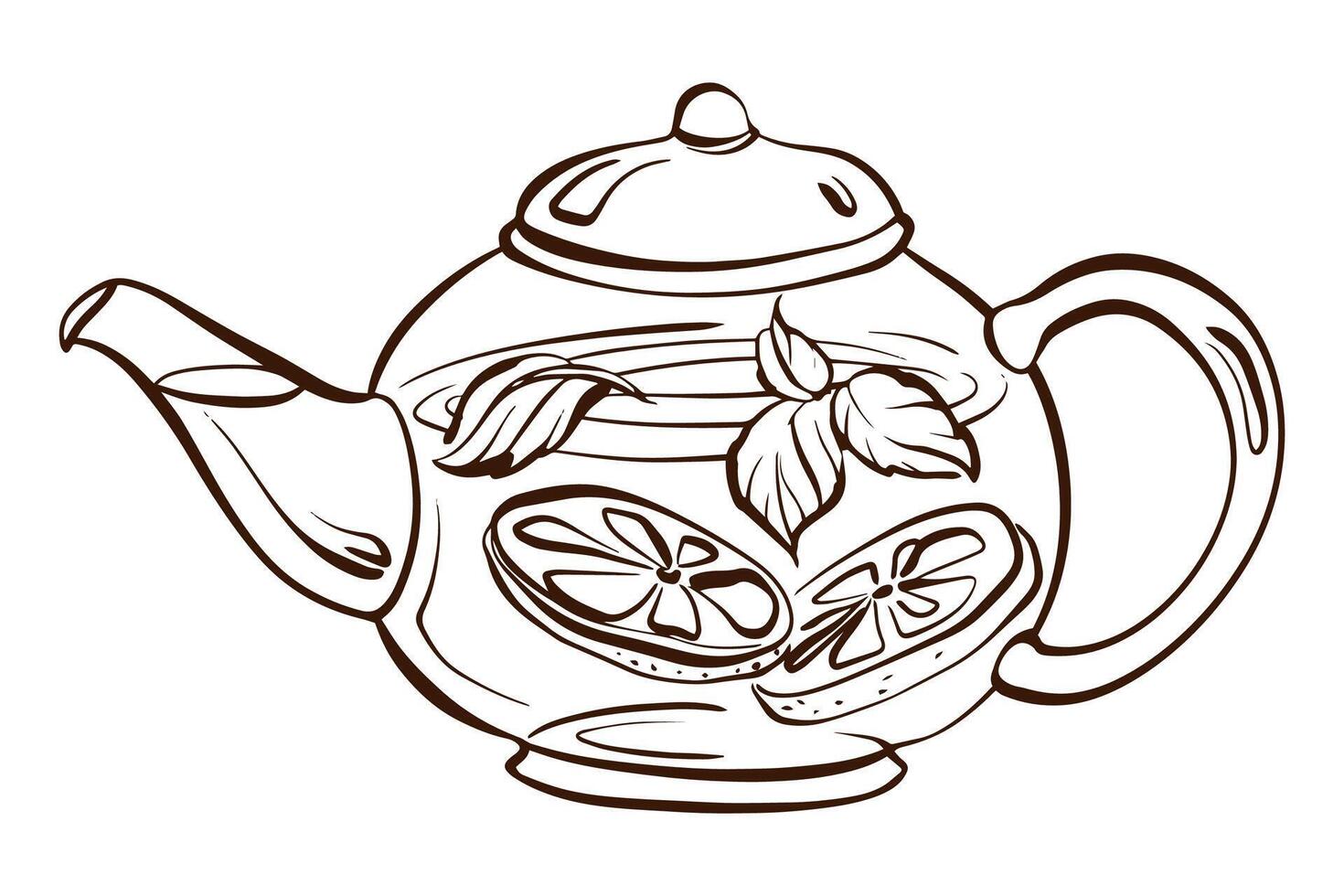 Hand Drawn Teapot Tea Time Outline Illustration vector