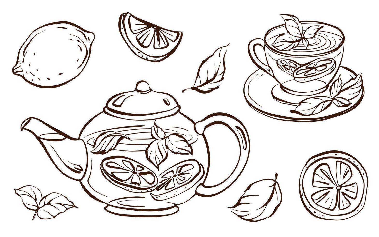 Tea Ceremony Illustration Set vector