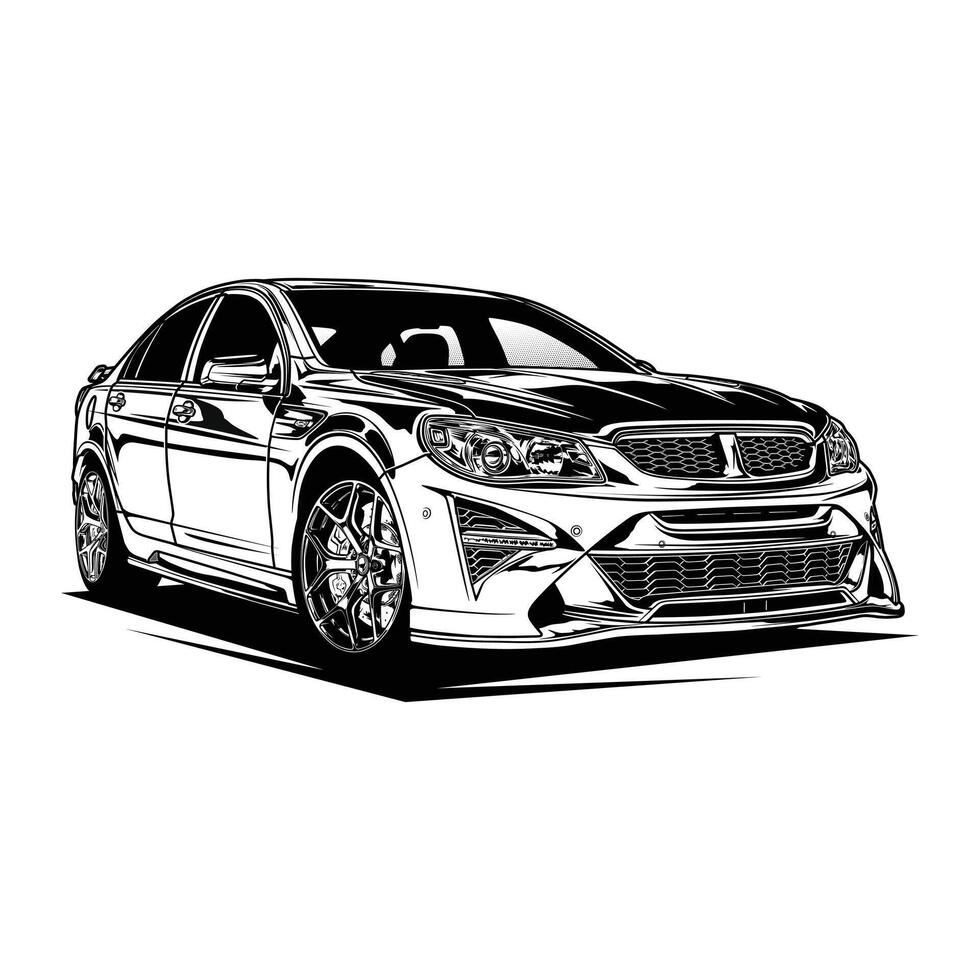Black and White view HSV car illustration for conceptual design vector