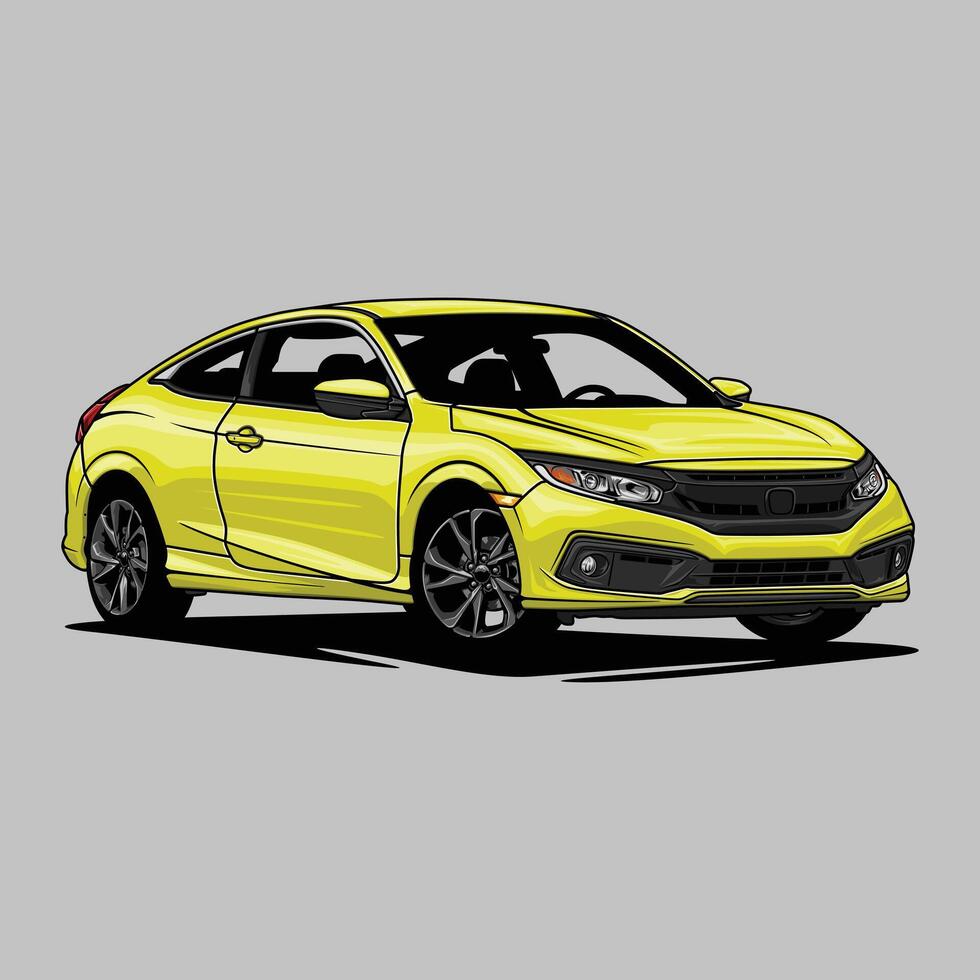 Yellow Civic Coupe vector