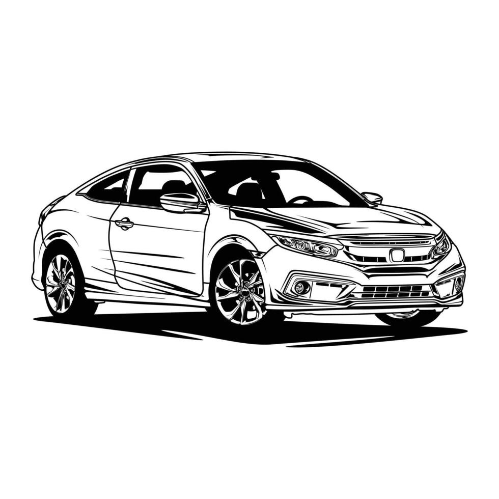 Black and White Civic Coupe vector