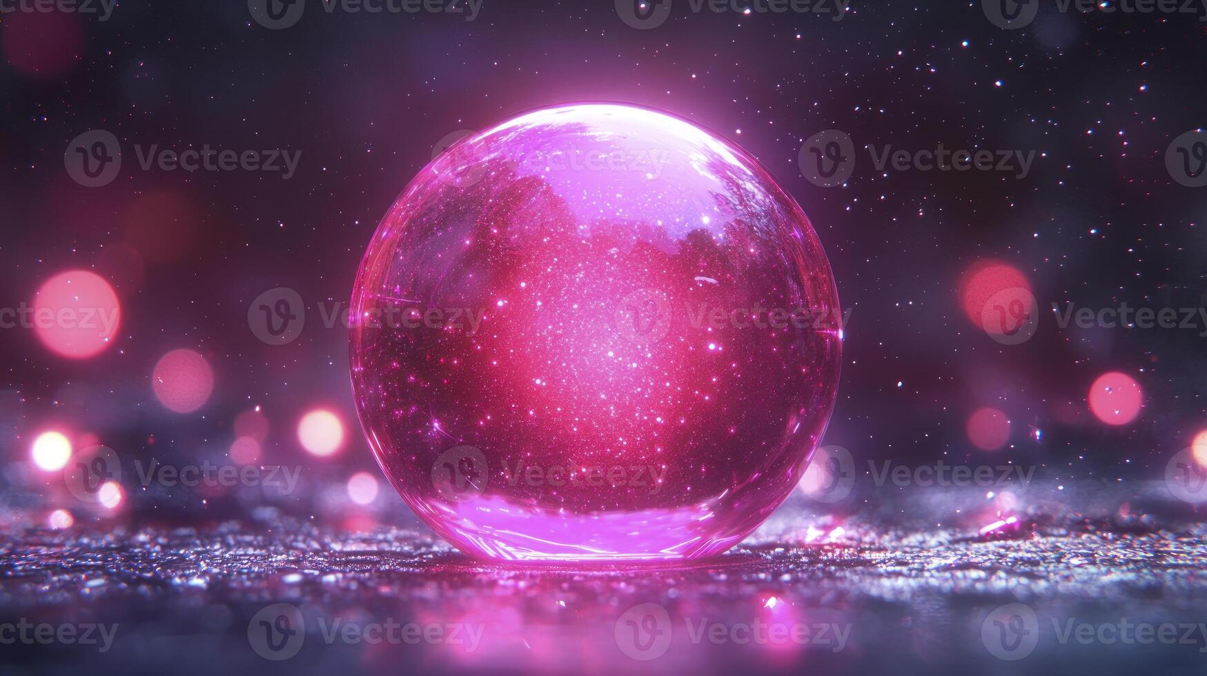 A pink crystal ball sitting on a table photo