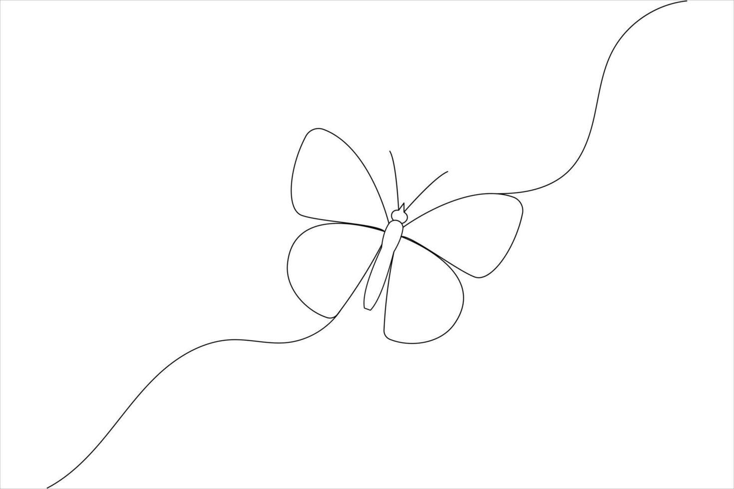 Minimalist Butterfly Line Art Simple Outline Illustration Design for Butterflay vector