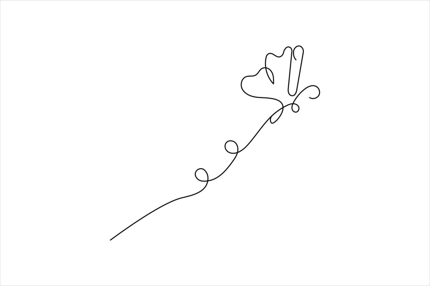 Minimalist butterfly line art outline illustration design vector