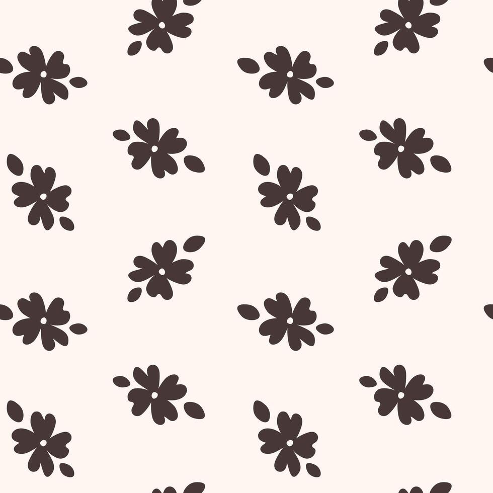 Simple abstract flowers and leaves seamless pattern. Modern hand drawn floral seamless pattern for dress, clothing, textile, fabric, cover, background, wallpaper and so on vector