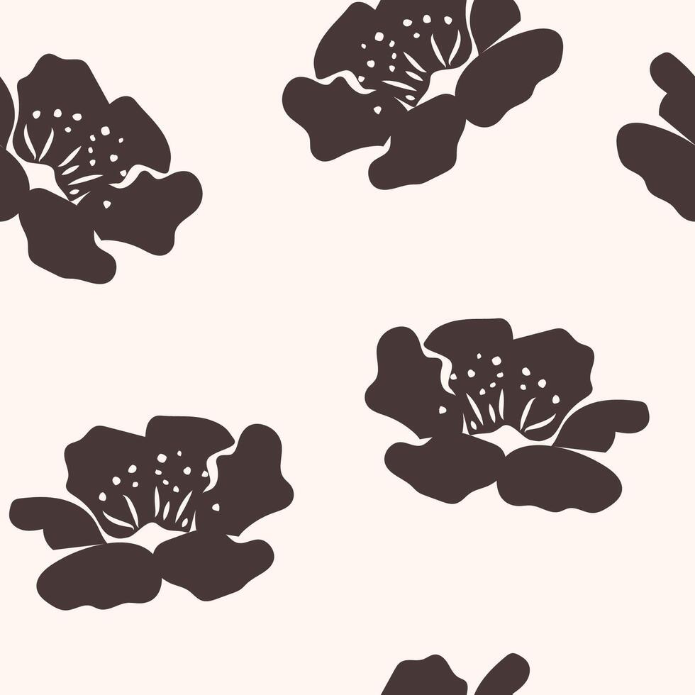 Abstract hand drawn flowers seamless pattern. Black and white floral seamless pattern perfect for fashion print, textile, fabric, wallpaper, cover and so on. Modern floral background vector