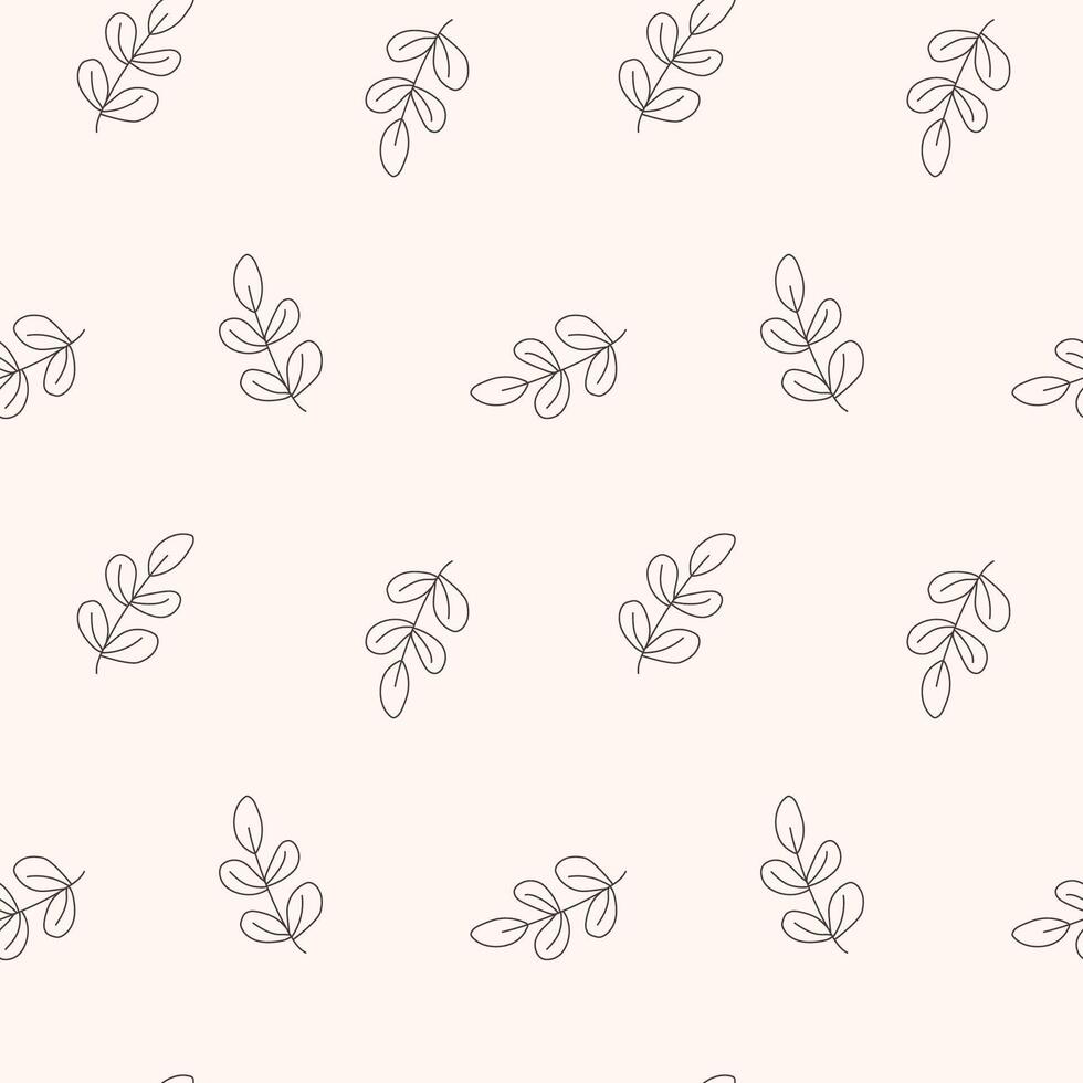Simple leaves branch seamless pattern. Monochrome floral seamless pattern with hand drawn branches. Perfect for textile, fabric, cover, background, wallpaper and so on vector