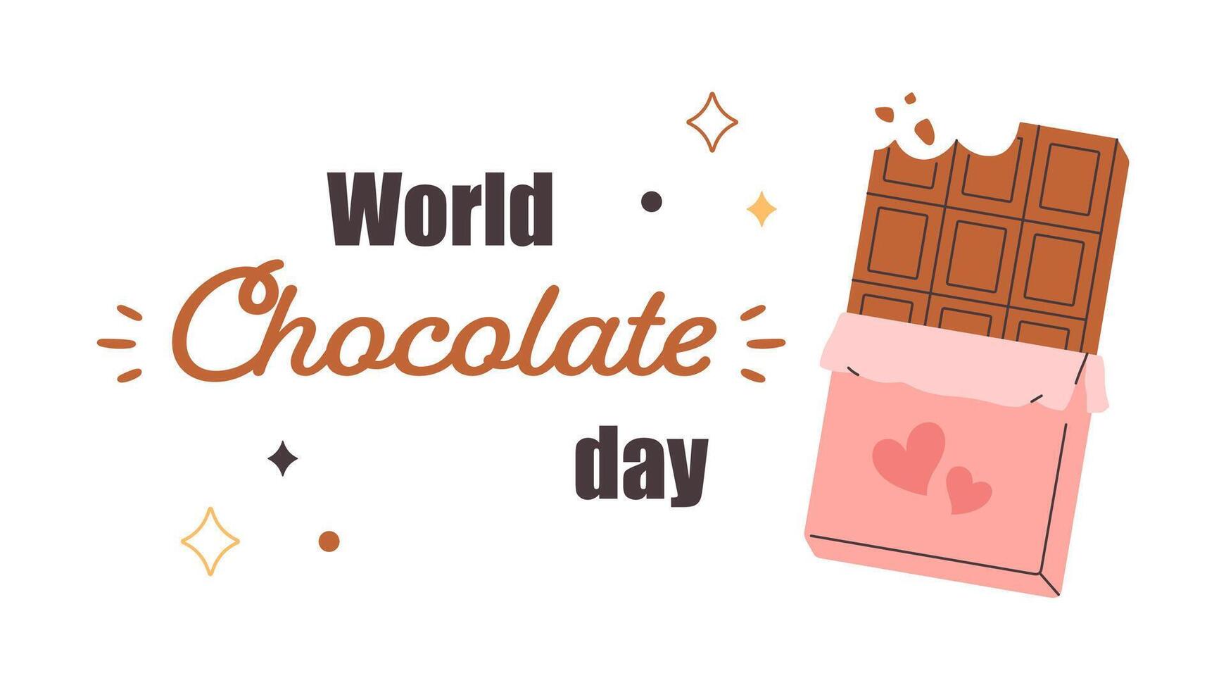 World Chocolate day. Cute sweet chocolate bars. Print for poster, banner, advertising, invitation, flyer, card vector