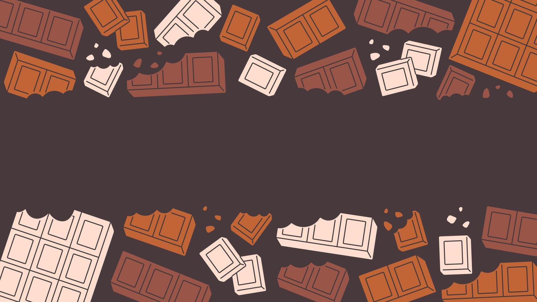 World Chocolate day background. Cute sweet chocolate bars vector