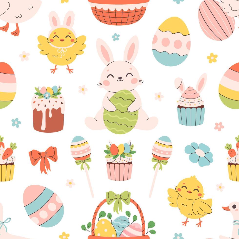 Cute Easter seamless pattern. Printing on textiles, wallpaper, wrapping paper. vector