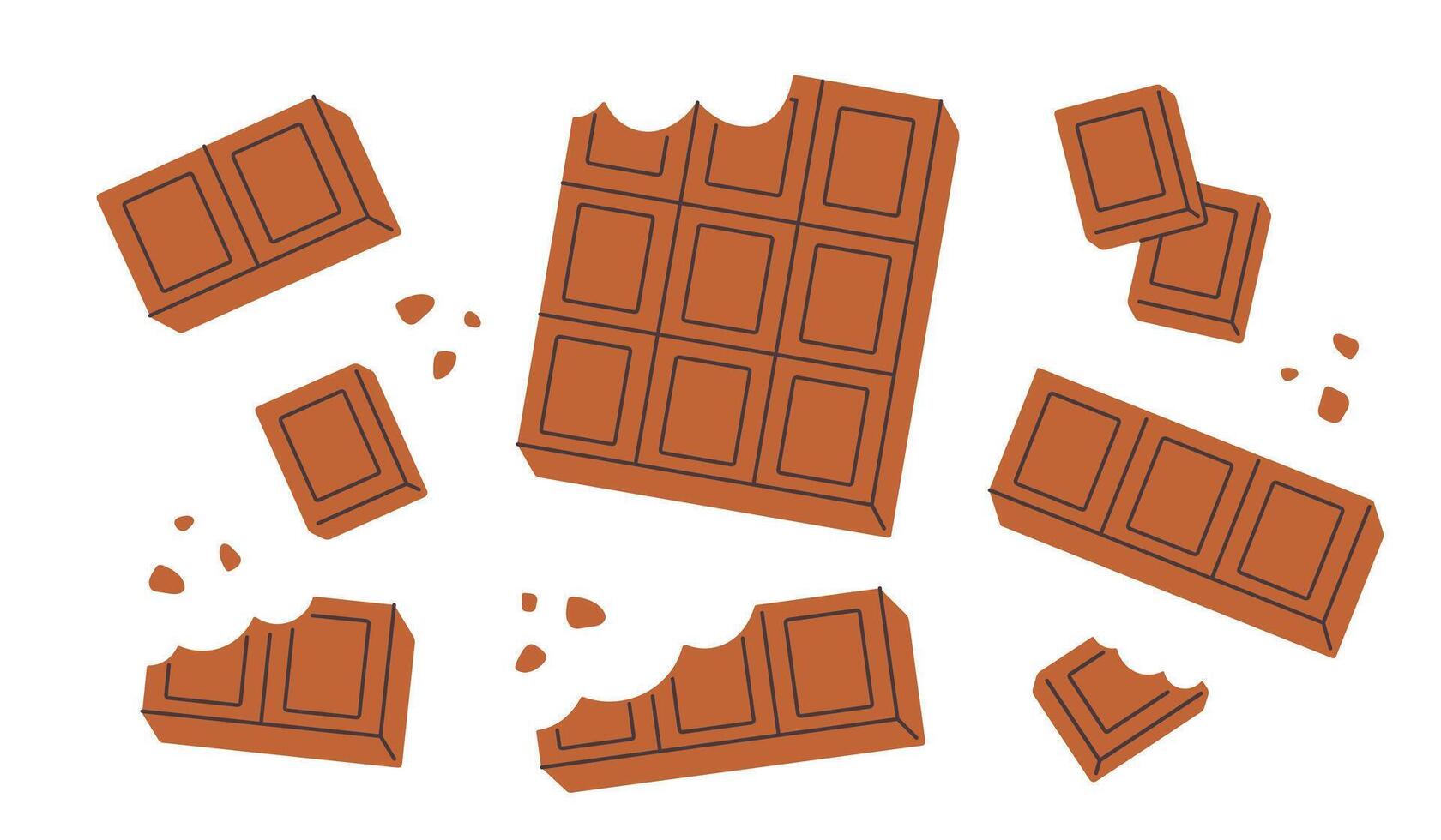 Cute sweet milk chocolate bars. World Chocolate day vector
