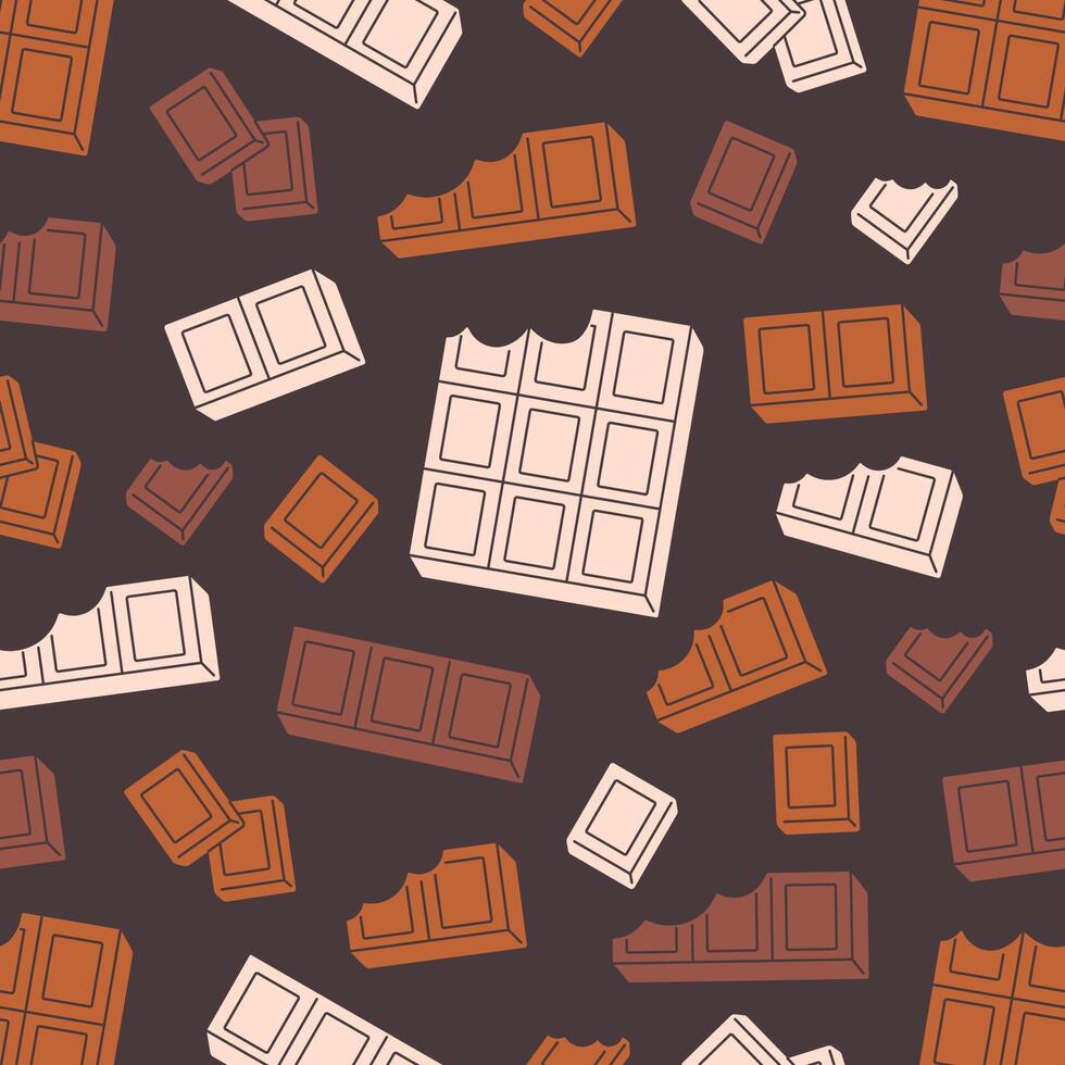 Seamless pattern with sweet chocolate bars. World Chocolate day. Design for banner, wallpaper, textile, wrapping paper, background vector