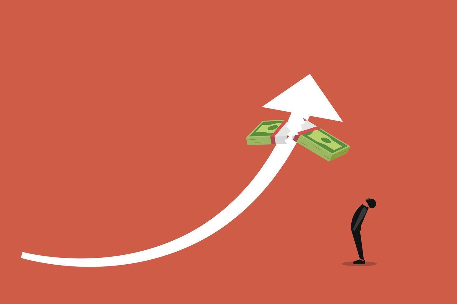 Businessman looking up High arrow for more capital of company. Investment in business for multiply profit vector