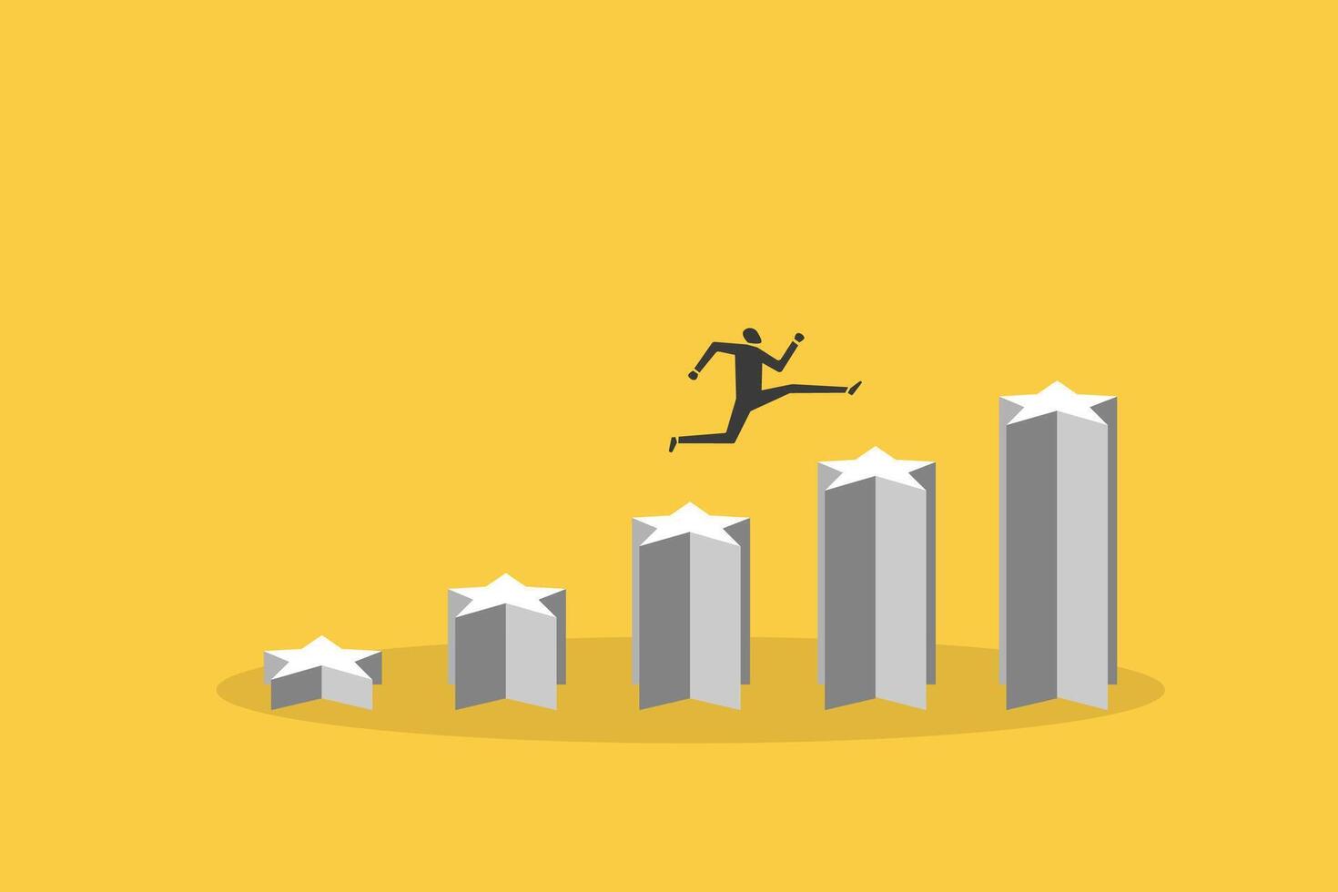 Businessman climbing up steps star. concept of Success, achievements and goals vector