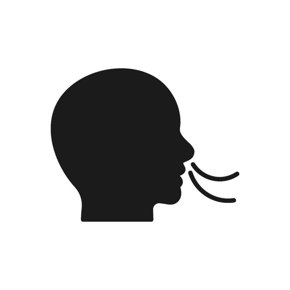 Breathing icon. Person exhaling. Ideal for health, wellness. Perfect for web design, presentations, or educational materials vector
