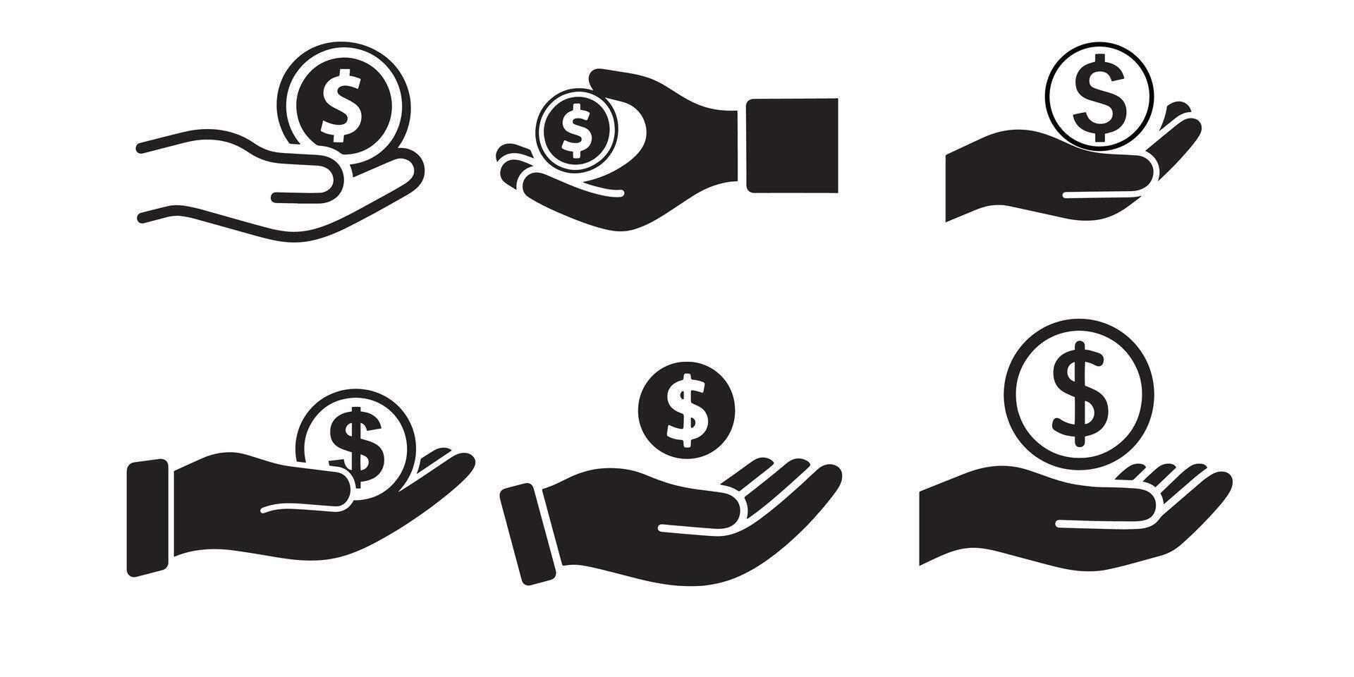 hand holding a coin sign. eps file vector