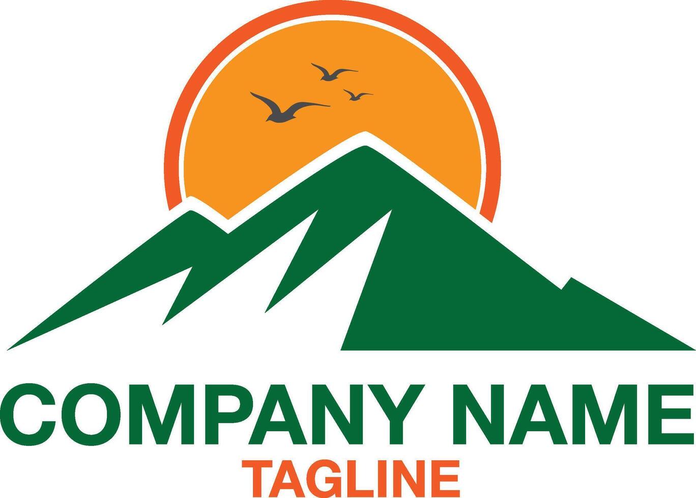 Mountain logo design with birds vector