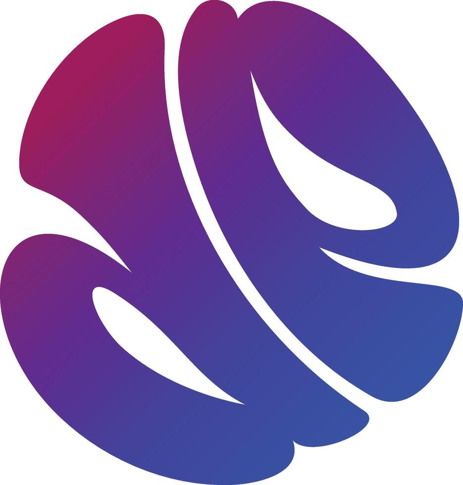 The logo for the company is purple and blue vector