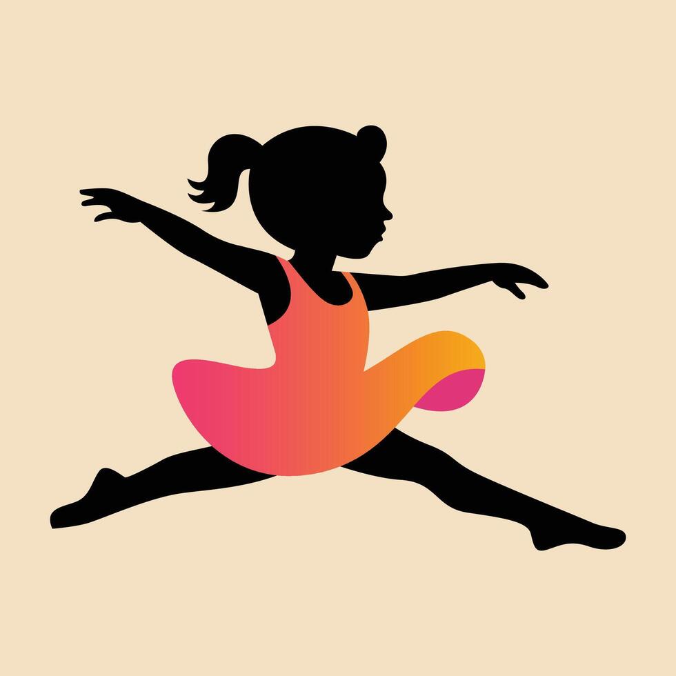 A silhouette of a girl in a pink dress vector