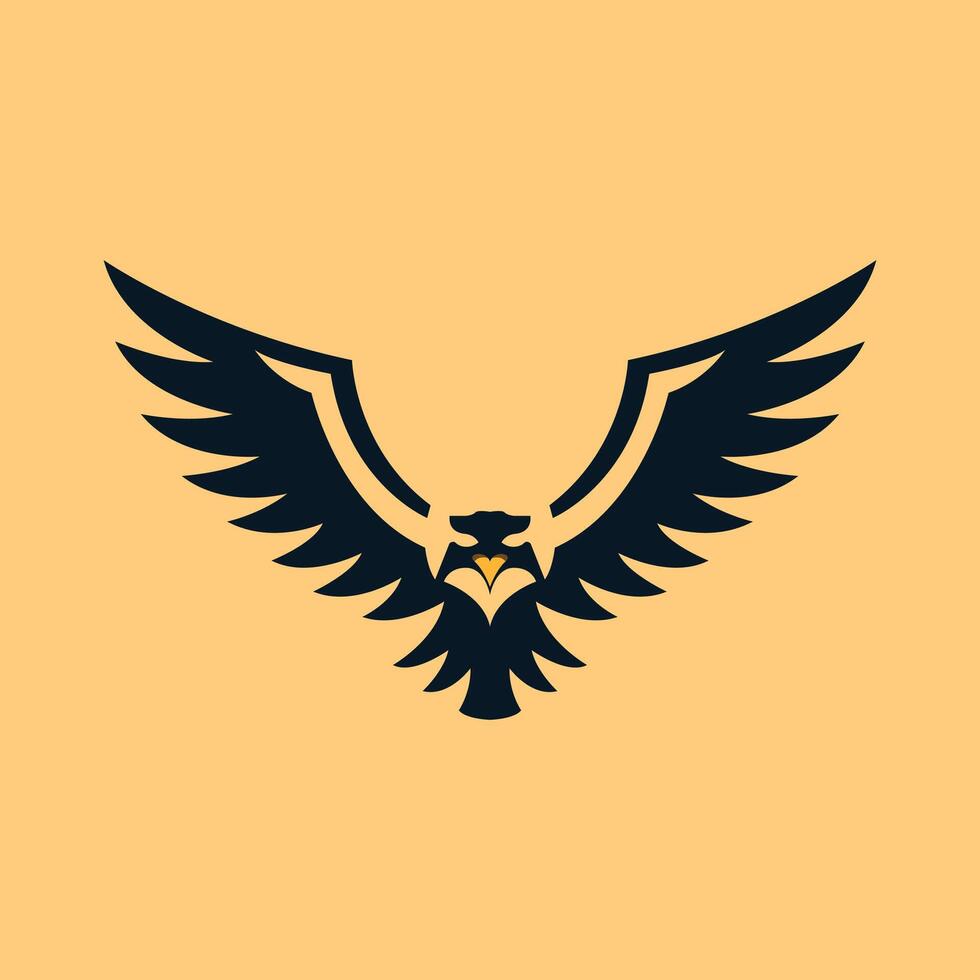 An eagle logo with black wings on a yellow background vector