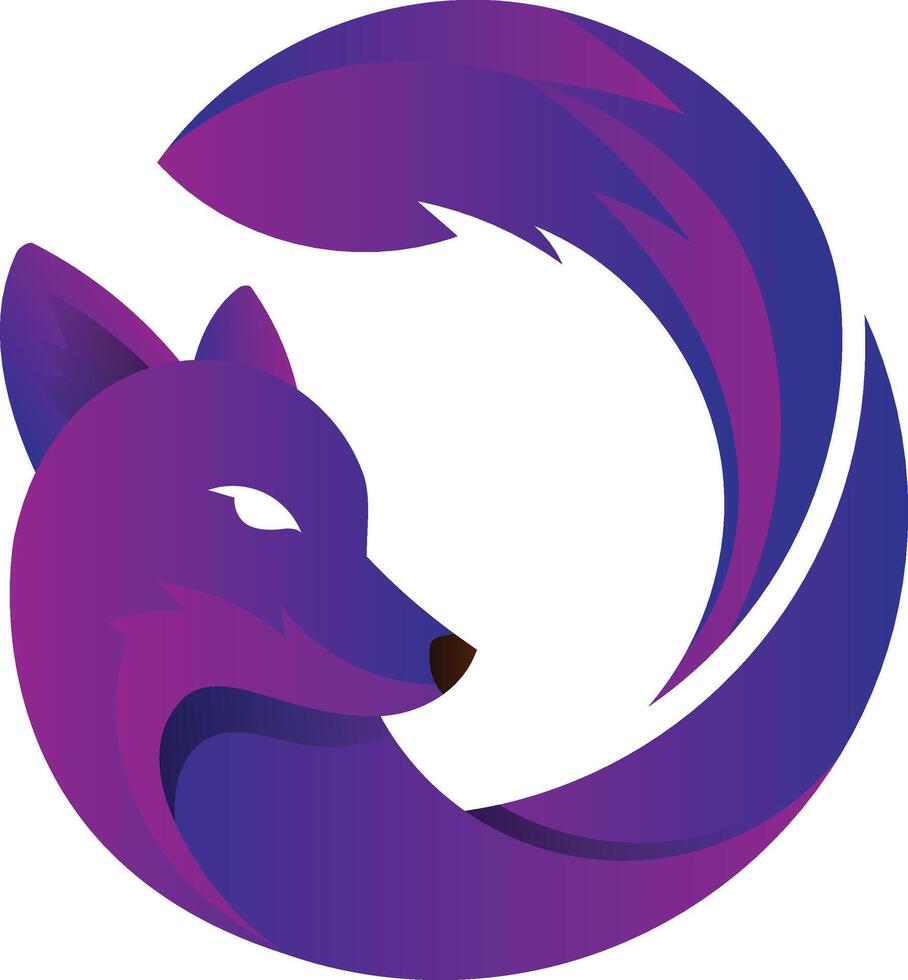 The fox logo is purple and blue vector