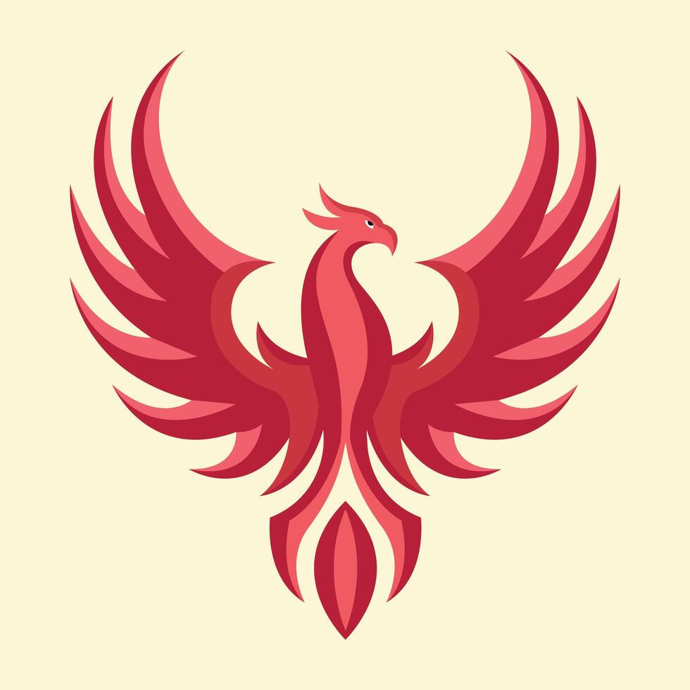 A red phoenix bird with wings on a white background vector