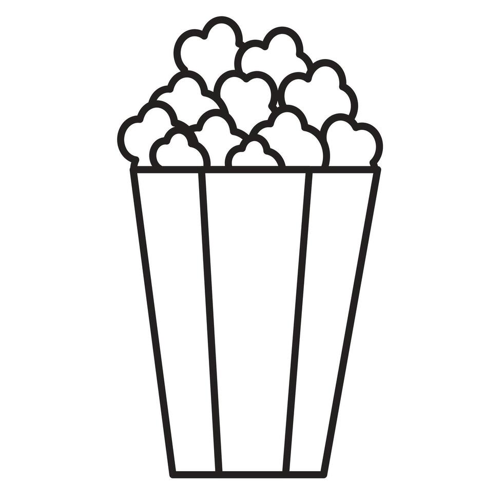 Popcorn icon illustration on white and black background. Popcorn icon set for business. Stock the other an outline drawing. Simple vector