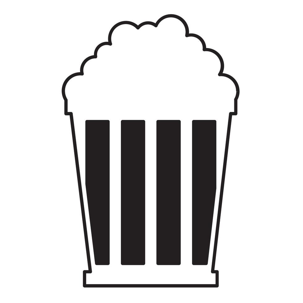 Popcorn icon illustration on white and black background. Popcorn icon set for business. Stock the other an outline drawing vector