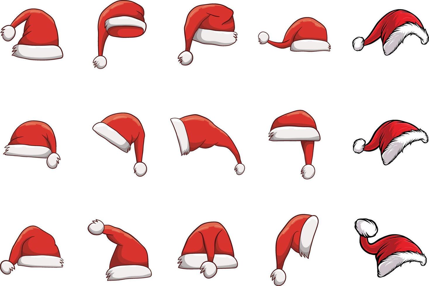 santa hats set of different styles and sizes vector