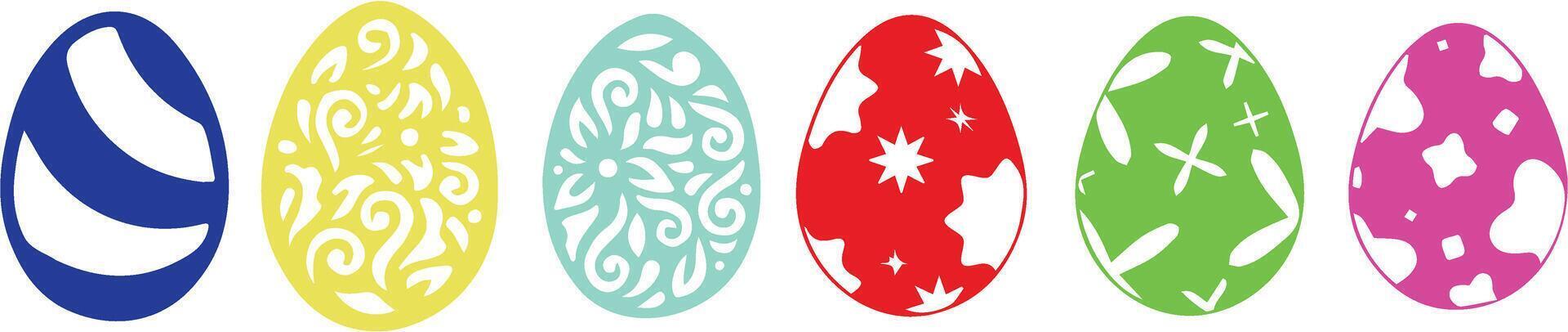 Illustration of four decorated Easter eggs with Happy Easter inscription. Ideal for spring celebrations and creative project vector
