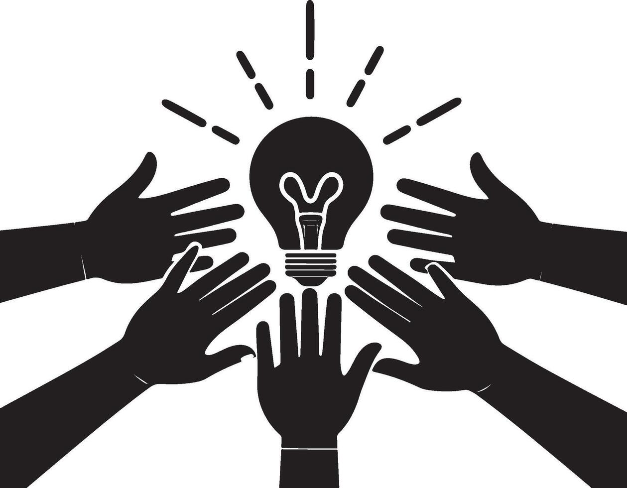 Collaborative Teamwork Symbol Representing Creativity and Shared Innovation vector