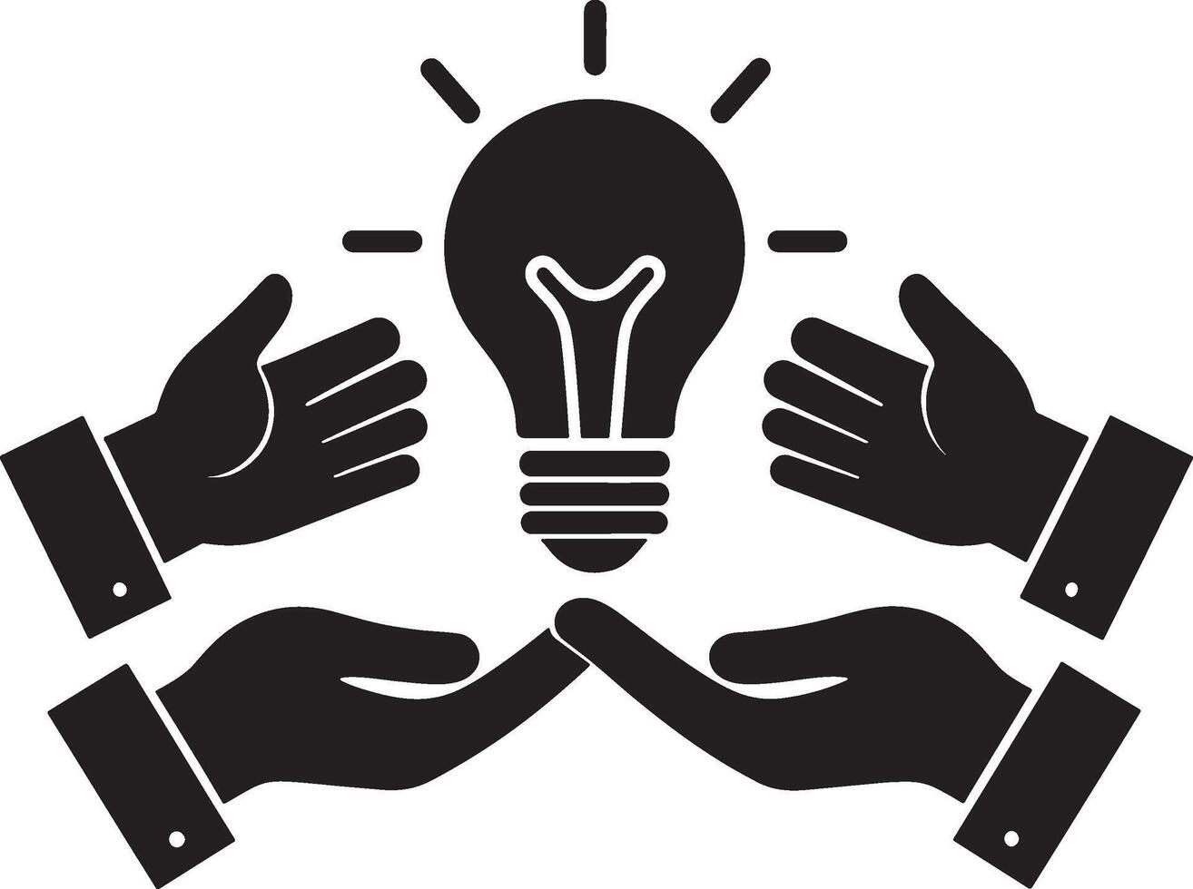 Collaboration and Creativity Symbolized by Hands and a Light Bulb Illustration vector