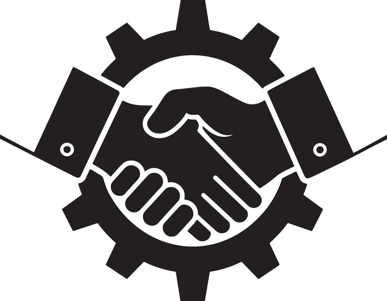 Business Collaboration Concept with Handshake and Gear Design vector