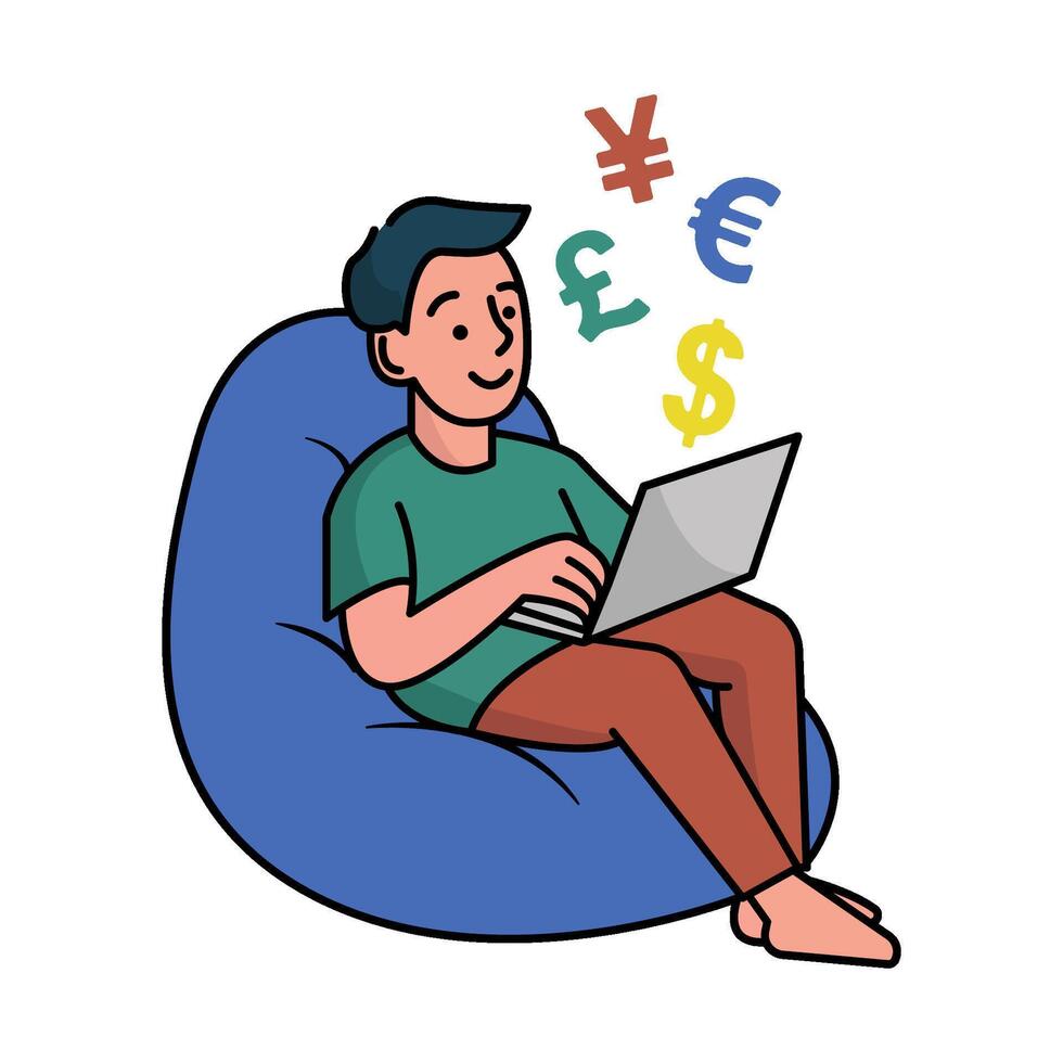 Freelancer Earning Global Currency Online vector