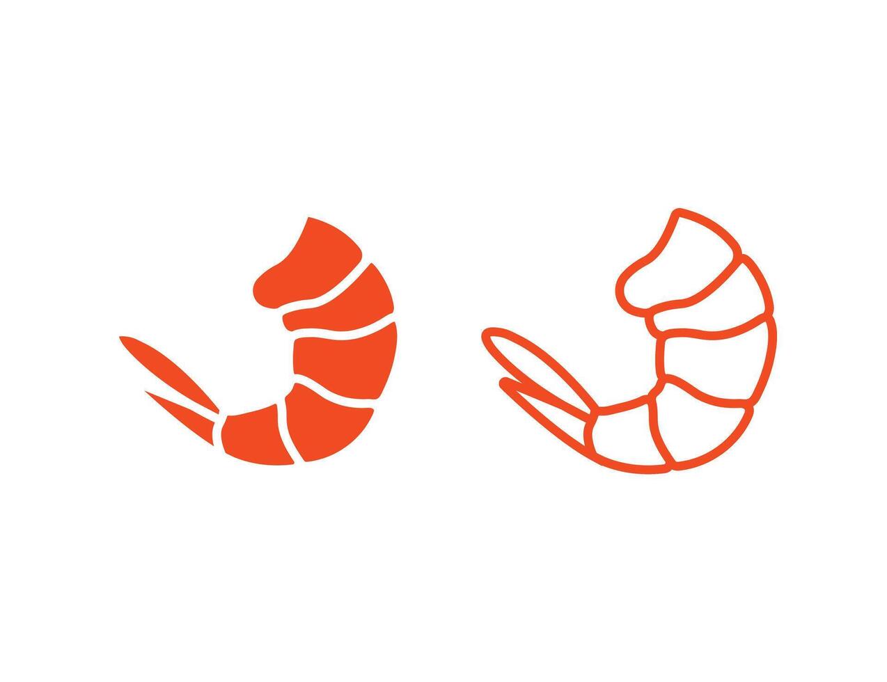 Two shrimp icons on a white background vector