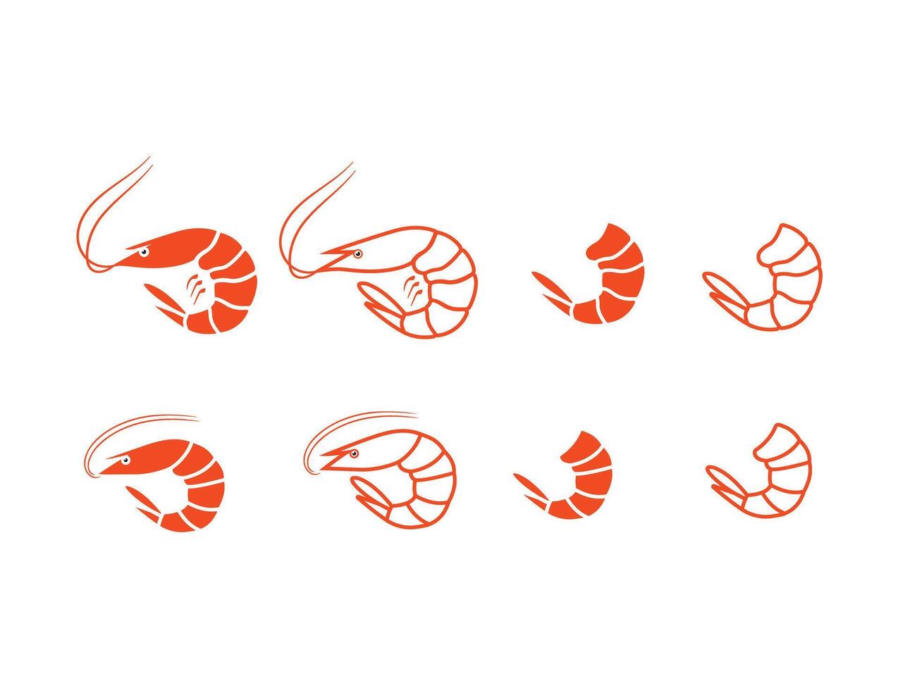 Shrimp icon set vector