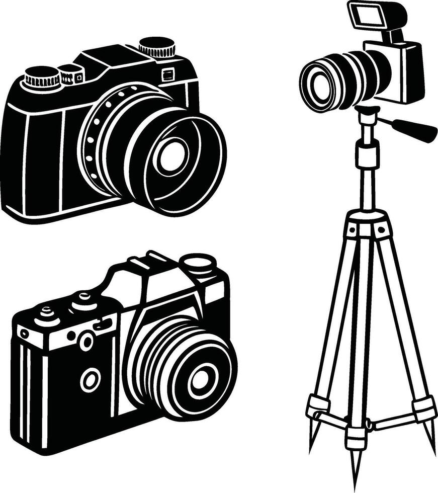 Camera Set Of Silhouette Icons vector
