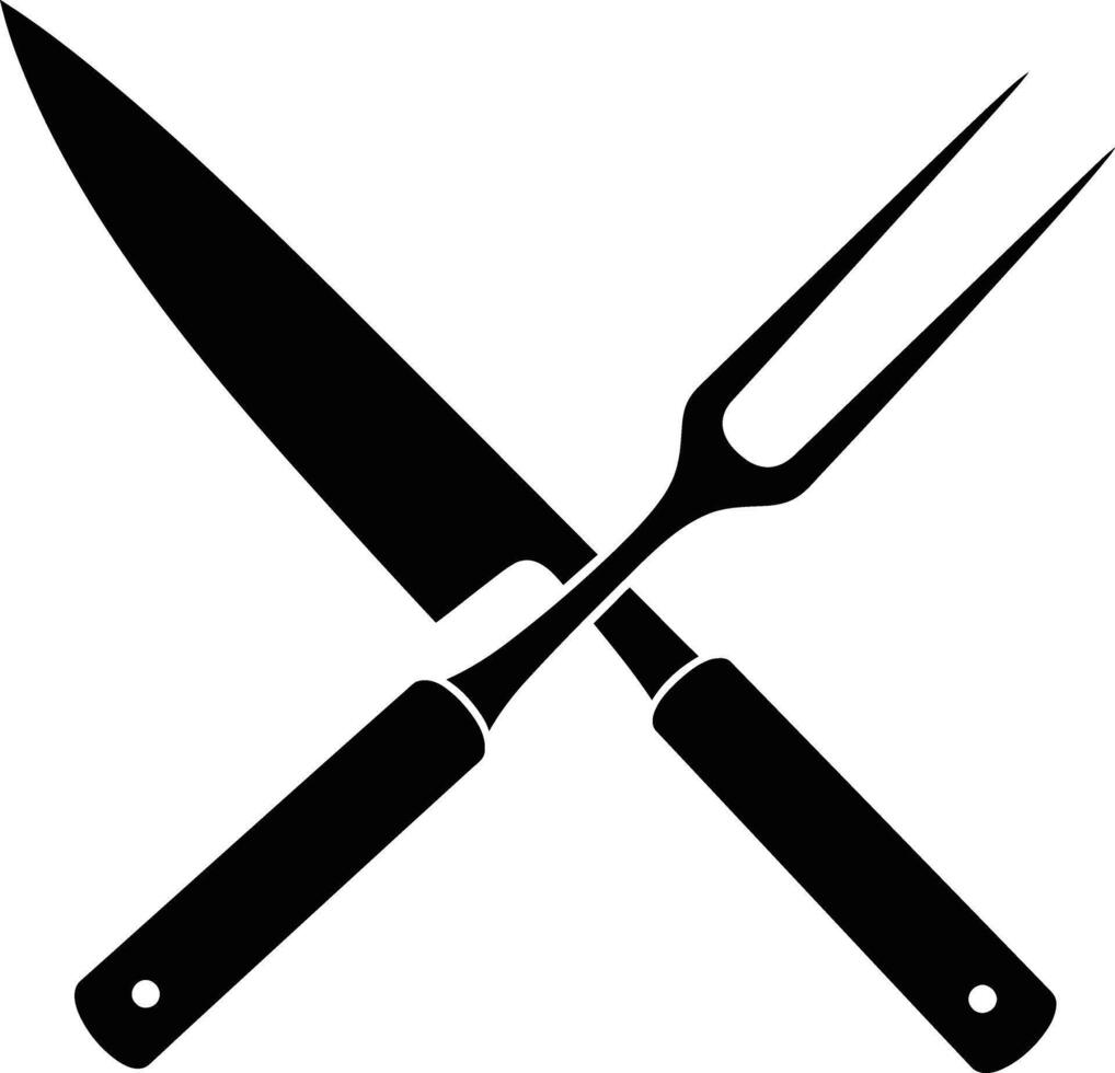 Crossed Japanese Knife and Carving Fork Design vector