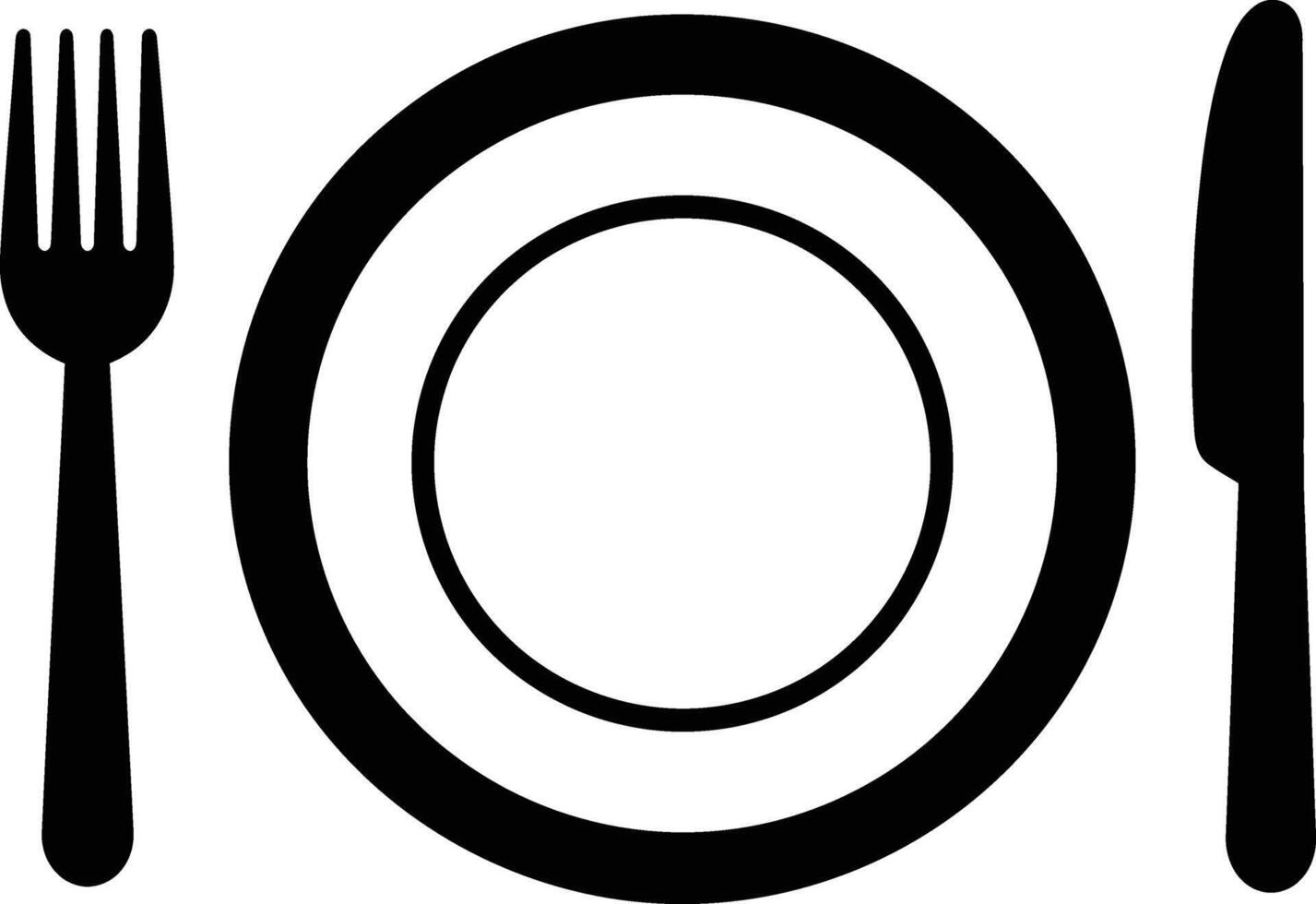 Modern Dinner Table Setup Icon Flat Plate Spoon Fork Art vector