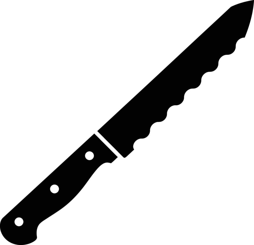 Minimalist serrated bread knife silhouette precise and clean cutting action vector