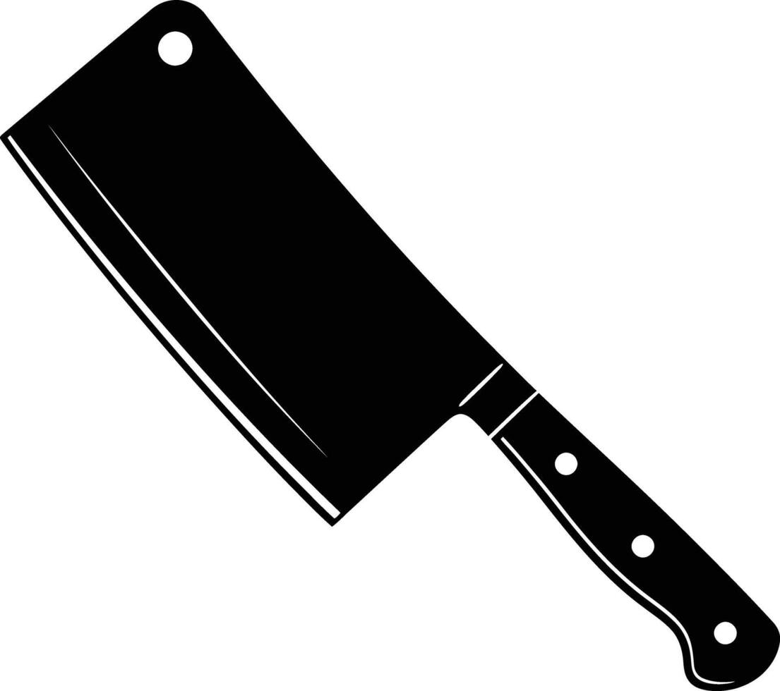 Traditional Cleaver Knife Silhouette with Sharp Blade Design vector