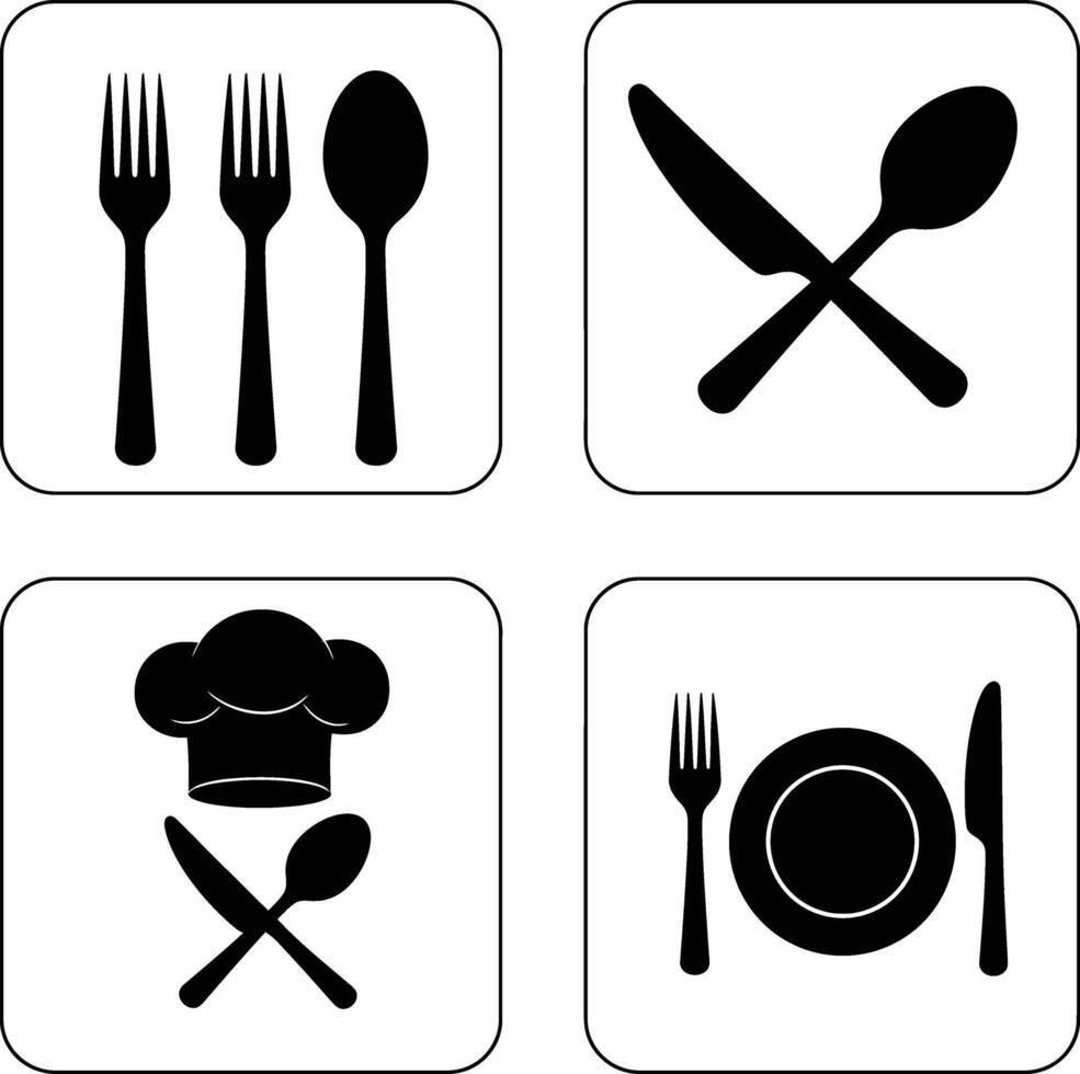 Simple Dining Cooking Icons for Menu and Kitchen Graphics vector