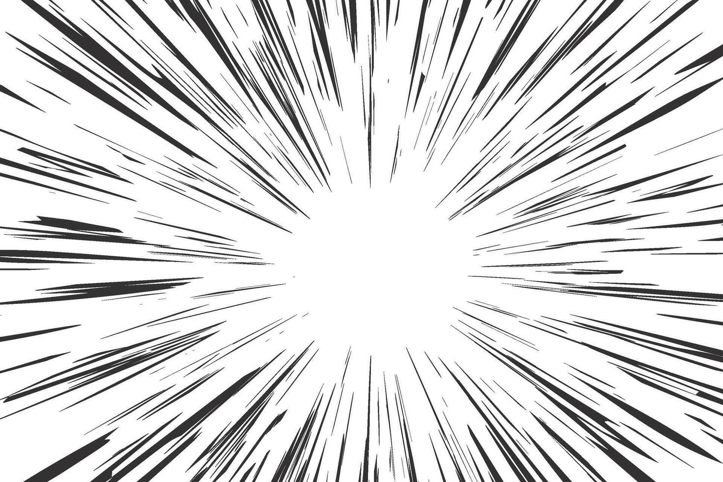 Comic speed lines effect. Manga radial explosion background. anime burst. Perspective motion of rays. Abstract blast scream and glow. Superhero frame. Center of impact. vector